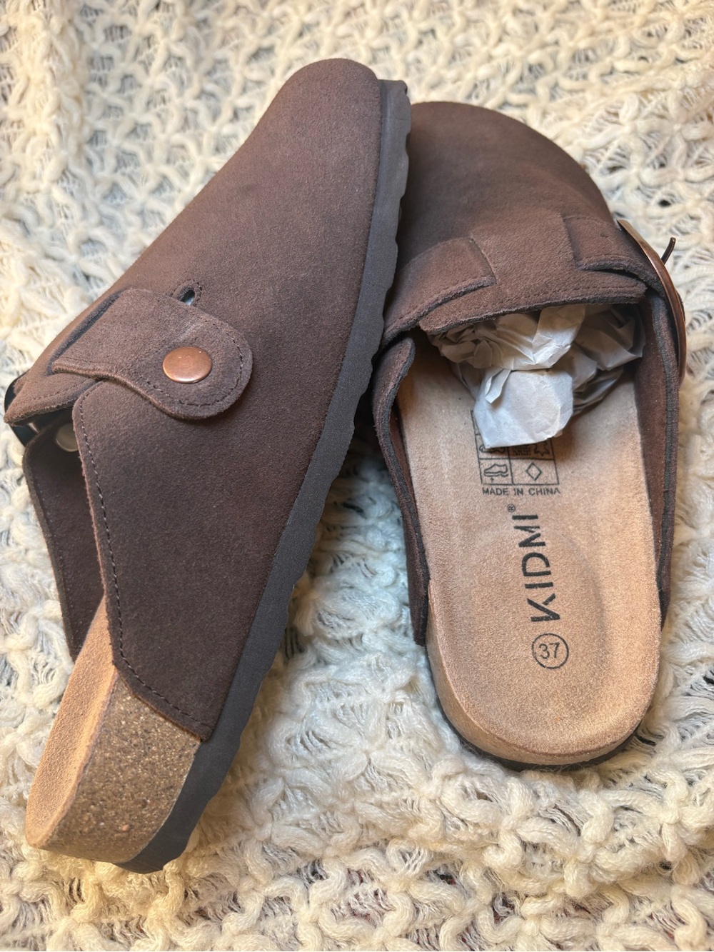Brown Suede Slip-On Clog